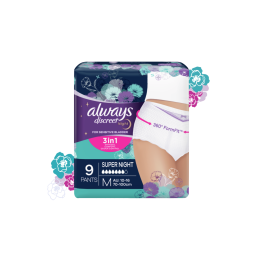 Always Discreet Incontinence Underwear Super Night Pant M 9 Pack