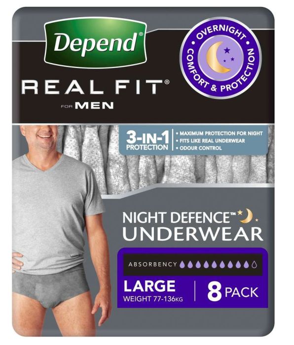Depend RealFit Night Defence Male Large 1300ml (97-162cm) 91018 (Box of 32)