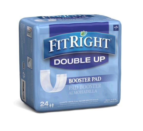 FitRight Double-Up Booster Pads (Pack of 24 Incontinence Pads)