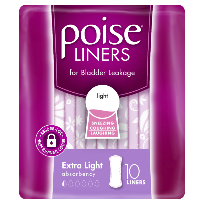 Poise Active Microliners Light 150mm Female 15ml (Box of 200)